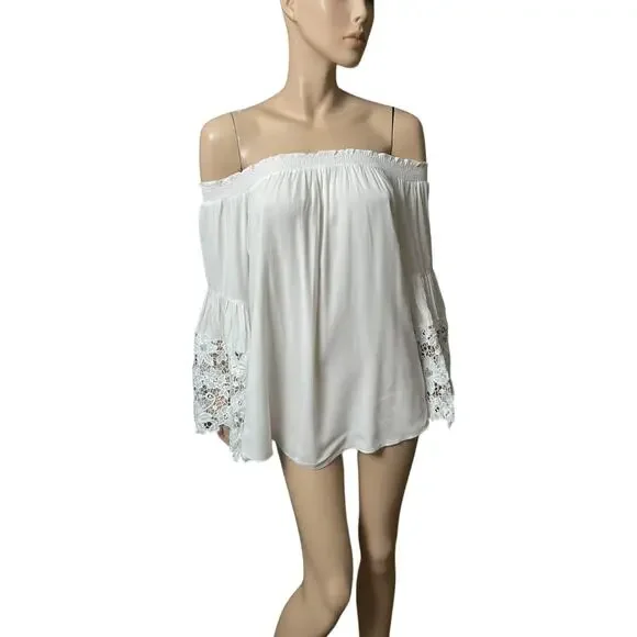 Muche & Muchette Jolie Top One Size Smocked Neckline Belled Sleeves - Picture 3 of 12